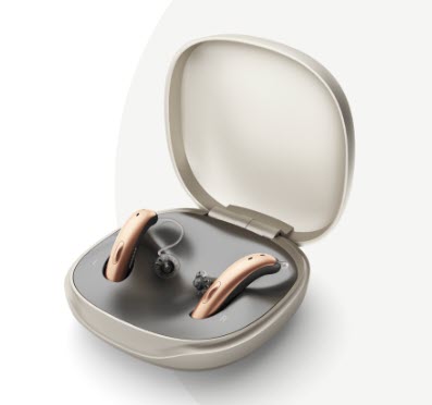 Phonak Slim hearing aids in charger