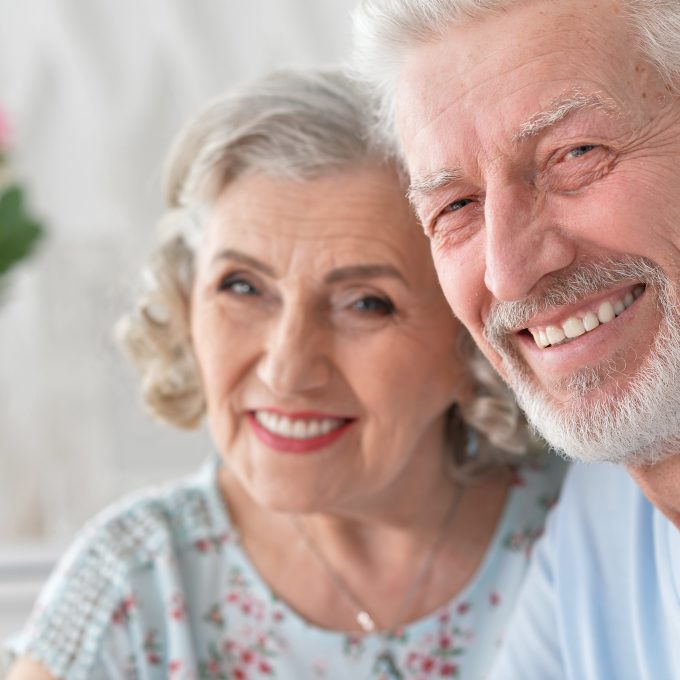 Senior couple smiling