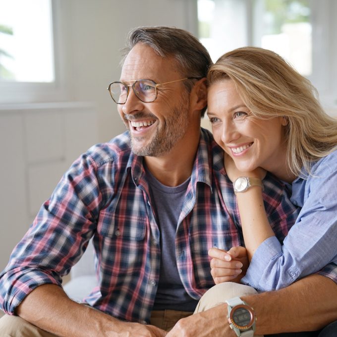 Middle aged couple smiling