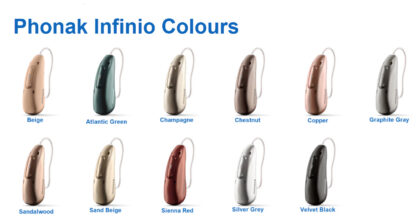 Phonak Infinio Sphere hearing aid colours