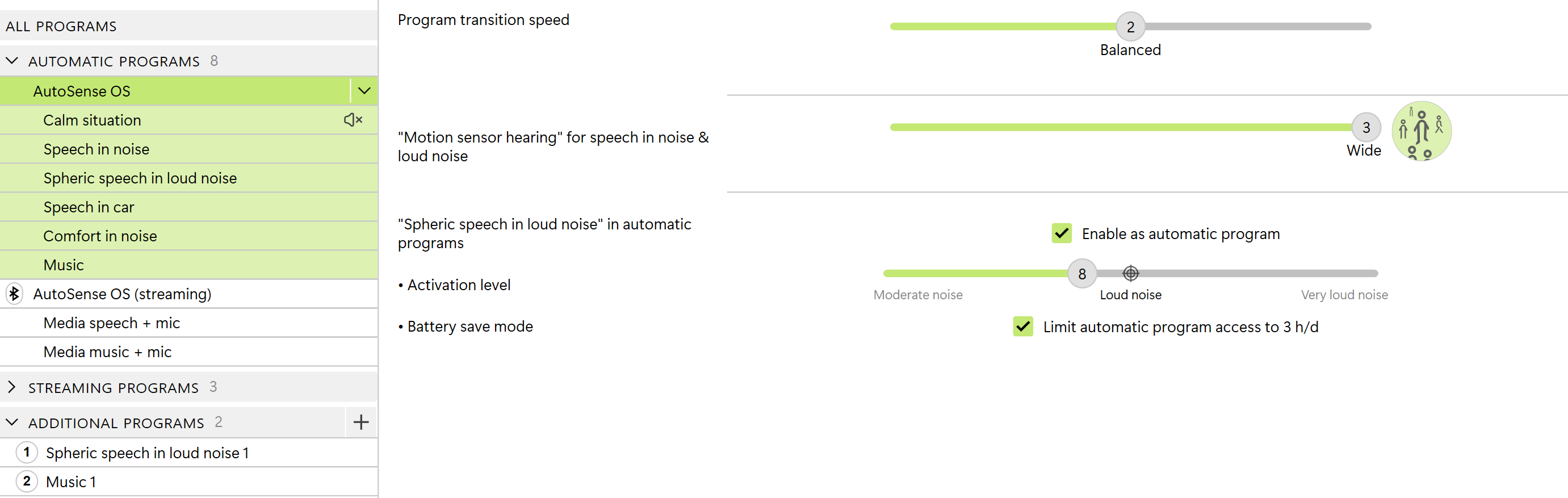 How to adjust in spheric speech in loud noise in Phonak target software