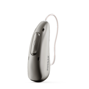 Phonak Audéo Infinio CROS in graphite grey for single-sided deafness