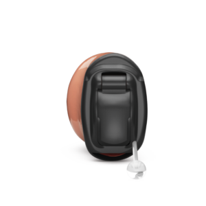 Phonak Virto Infinio NW O custom in-ear hearing aid with black faceplate