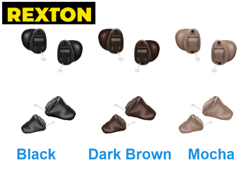 Rexton Reach Custom CIC, IIC colours black, dark brown & Mocha