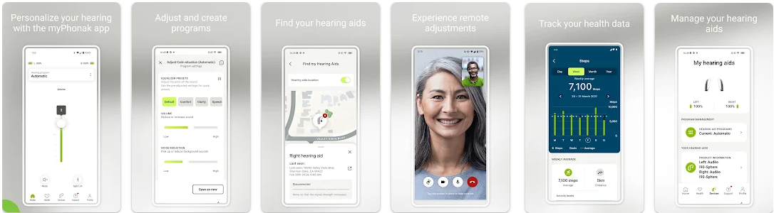 myPhonak app for Phonak EON hearing aids on iOS and Android